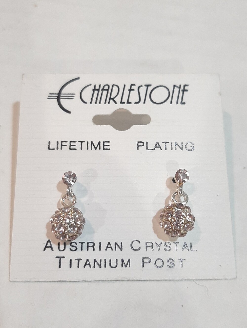 Charlestone Austrian Clear Disco Ball Crystal Titanium Post Earrings